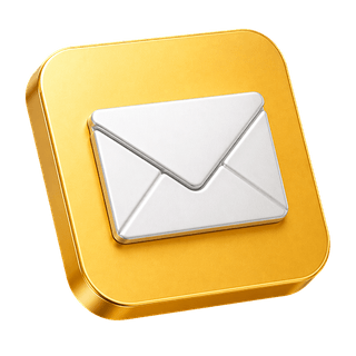Decorative 3D envelope icon used as a design element on the contact us page